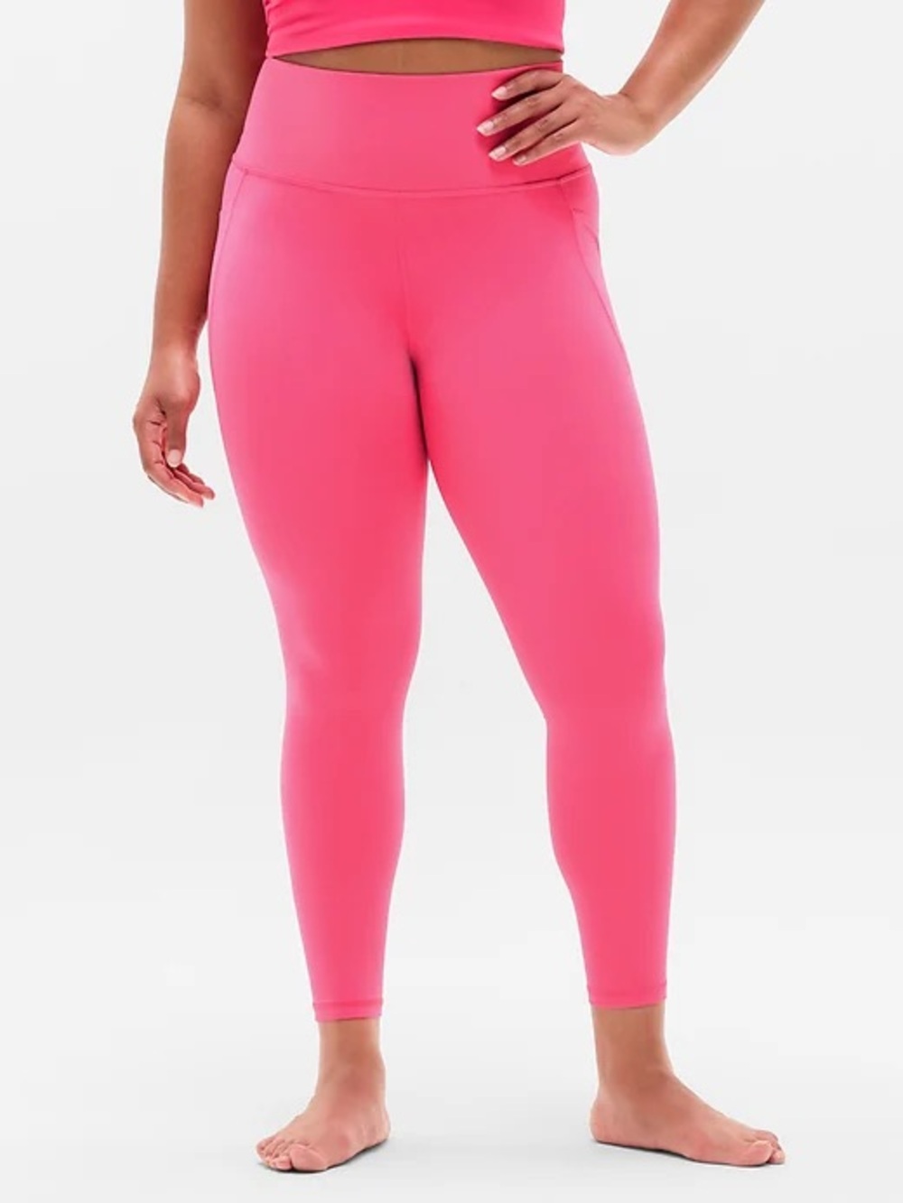 Athleta Salutation Stash 7/8 High Rise Legging -Cerise - Large